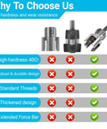 Image comparing features like high-hardness 40Cr and durable design of Heavy Duty 2 Pc Pvc Pipe Threader Kit For Internal And External Threading.