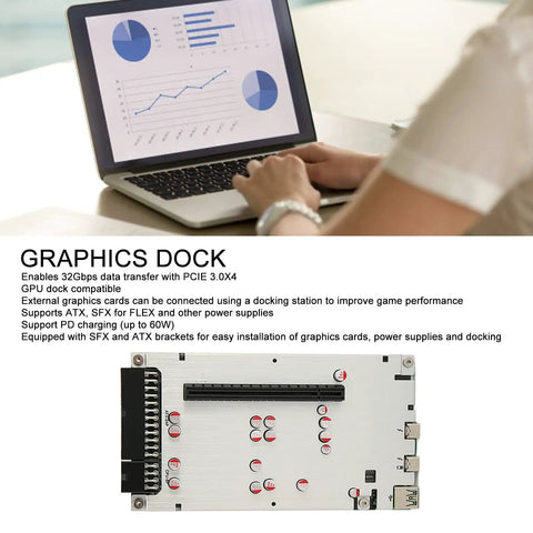 Top Shelf Rock Solid External Gpu Dock With Jhl7440 Chipset showing sleek metal design, showcasing PCIe slots for easy graphics card installation.