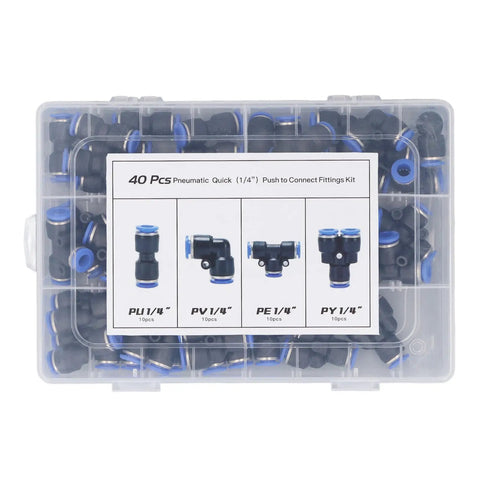 40 Piece Pneumatic Fitting Kit With Splitter Tee And Elbow Straight Connectors For Pu Nylon Pipe Air Tools DIY Shop Gear That Hits The Spot For Smooth Systems in case