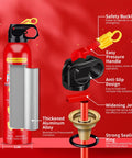 Slick Heavy Duty Fire Extinguisher Spray With Wall Bracket Snuffs Out Flames Fast And Stops Reignition Zero Hassle Cleanup For Car House Van Trailer Water Based Protection 620 Ml Bulk 24 Pack showing features like safety buckle and anti-slip handle.