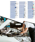 36 Piece Terminal Removal Tool Kit For Automotive And Household Electronics with blue handles and mechanic using kit on car engine