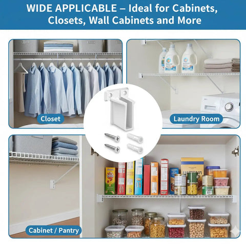 Straight Up Heavy Duty White Plastic Wire End Shelf Brackets Wall Mount Closet Storage Organizers Built Tough Long Lasting Shelving Support Hardware Set for closet and pantry organization.