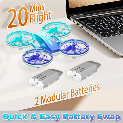 Kid Friendly Indoor Quadcopter With 2 Modular Batteries 360 Degree Flips Auto Hover 3 Speed Modes LED Lights Easy One Key Takeoff Great Gift For Boys And Girls Valentines Day Birthday
