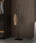 Heavy-Duty Freestanding Coat Rack With Tree-Shaped Metal Design And Marble Base, Corner Clothing Rack in bedroom corner