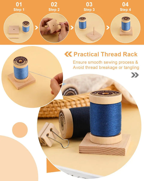 Heavy Duty Upholstery And Denim Repair Kit With Blue Sewing Threads For Home DIY Fixes Jeans Jackets Bags Shoes Wallets thread rack