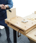 Solid Beech Wood Portable Workbench Vise And Bench Clamp Tool For DIY Pros, 460x365x70mm, used for precise wood cutting.