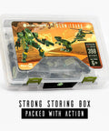 Robot Army Buildable Mech Soldier Toy Set With Glow In The Dark Parts, plastic storage box with 398-piece 3-in-1 kit