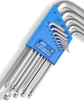 Cool Ball End Hex Key Set with 25 Degree Angle For Tight Spots And Torque Handle Crv Steel Precision L Wrench Kit 13 Piece Small Metric Tools For Cars And Household Gadgets blue holder
