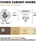 Crystal Glass Dresser Cabinet Knobs 8 Pack Brushed Nickel Octagon Pulls with screw sizes for versatile installation