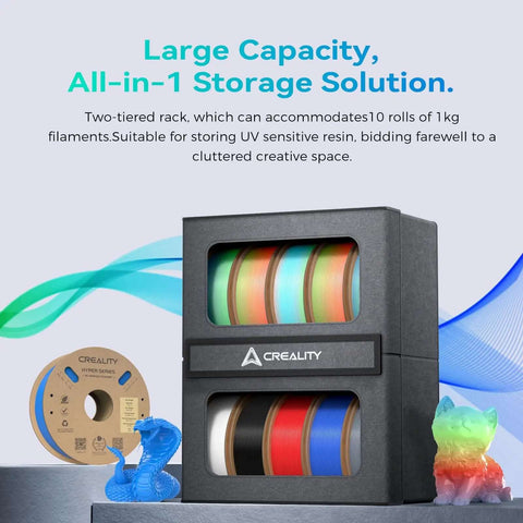 Dual Tier Filament Storage Box For 3D Printers With Magnetic Closure holds colorful filaments with moisture proof design
