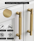 Five Inch 128mm Champagne Bronze Knurled Cabinet Handles Set Of 10 Budget Friendly Aluminum Zinc Alloy Drawer Pulls installed on cabinet