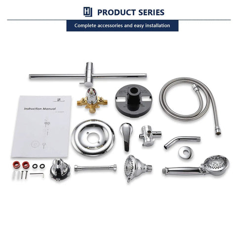 Complete accessories for Dual Shower Head System With Valve Chrome 2 In 1 Liftable Handheld Shower 60 Inch Stainless Steel Hose
