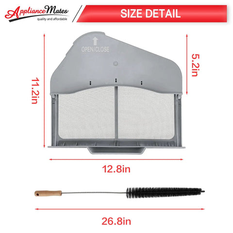 Plug-And-Play Dryer Lint Trap Filter Replacement For Samsung Dryers With Flap And Vent Cleaner Brush Dimensions