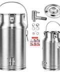Beast Mode 20L Stainless Steel Beverage Dispenser with Faucet, thickened body, durable handle, sealing ring, and manual components.