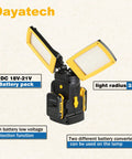 12000LM Cordless LED Work Light With Dual Head And Tripod Stand Compatible With 18V To 21V Dewalt Milwaukee Makita Batteries