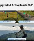 Ultra Light Palm Sized Drone Dope Fly More Bundle With RC 2 4K Video 36 Min Flight Time Three Batteries Pouch Extra Storage And One Year NYC Care Plan Ultra Portable Foldable Design following cyclist with ActiveTrack 360.