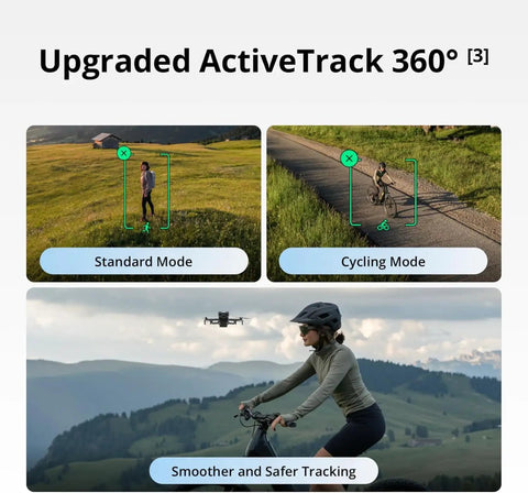Ultra Light Palm Sized Drone Dope Fly More Bundle With RC 2 4K Video 36 Min Flight Time Three Batteries Pouch Extra Storage And One Year NYC Care Plan Ultra Portable Foldable Design following cyclist with ActiveTrack 360.