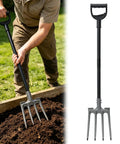 Rugged 46 Inch Garden Pitch Fork With Four Tines Heavy Duty Steel Ergonomic D Handle Anti Rust Coating used in garden soil