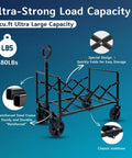 Grab And Go Heavy Duty Collapsible Folding Wagon With 65L Capacity And 330 Lb Load All Terrain Wheels Portable Utility Cart