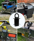 Beefy 4 Pack 16200 Lb Trailer Stake Pocket D Ring Tie Downs For Flatbed Trucks And Trailers With Standard 2x4 Stake Pockets Heavy Duty Cargo Securement Gear You Can Trust in use on flatbed trailers with vehicles and chains.
