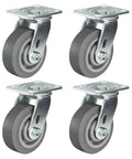 5 Inch Heavy Duty Swivel Caster Wheels Set Of 4 For Carts Industrial Use With Thermoplastic Rubber Wheels, Abrasion Resistant And Shock Absorption