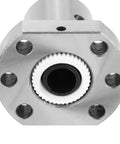 Close-up of Pro Grade Anti Backlash Ball Screw Kit SFU1605 450mm showing metal deflector nut housing for CNC machine