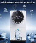 Heavy Duty Compact Nugget Ice Maker For Countertop With Auto Dispenser Makes Up To 33 Lbs Of Chewable Pebble Ice Daily showing controls with ice glass.