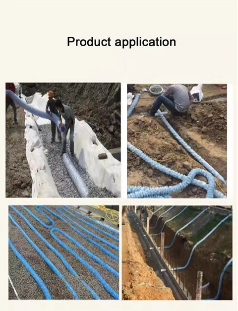 Perforated French Drain Pipe 2 Inch For Garden Yard Lawn Landscaping With Corrugated Design installed underground