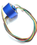 Slip Ring Rotary Electrical Connector For Motors And Data Buses, 2 4 6 12 Wire Collector Ring, Heavy Duty 10A, blue exterior, cables attached