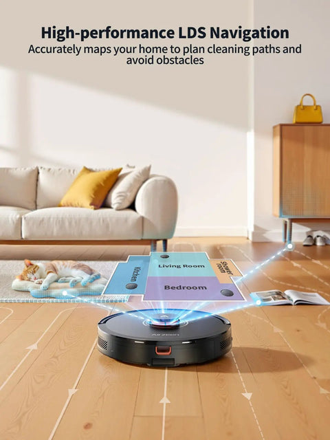 All In One Robot Vacuum And Mop With 6000Pa Beast Mode Suction Self Emptying Dock Laser Navigation And Smart Mapping