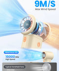 10000mAh Portable Handheld Fan With USB Rechargeable Power Dope Mini Turbo Breeze, 9m/s max wind speed, LED display