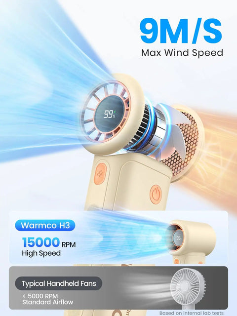 10000mAh Portable Handheld Fan With USB Rechargeable Power Dope Mini Turbo Breeze, 9m/s max wind speed, LED display