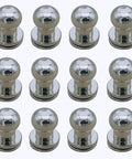 Top Shelf Built Tough Solid Brass Button Studs And Chicago Screws Includes 12 Sets Of 6Mm Round Head Leather Rivets Killer For Belt Wallet Repairs And Custom Crafts Shiny Silver Hardware Kit, 6mm round head brass studs.