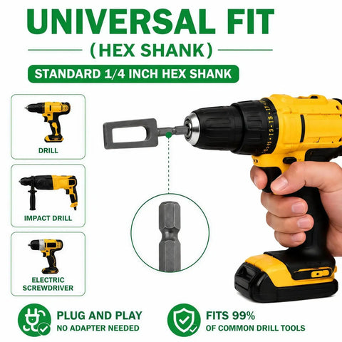 Super Heavy Duty Electric Drill Wire Twister Attachment For Fencing And Rebar Tying with 1/4 inch hex shank fitting standard drills.