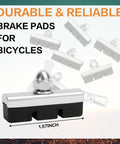 8 Pack Bike Brake Pads 40mm Universal Caliper Replacement Set for road and mountain bicycles, featuring black rubber and steel construction with bolts.