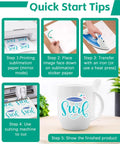 Step-by-step guide using Sublimation Sticker Paper For Inkjet Printers 8.5x11 Glossy White Waterproof Heat Transfer Paper 60 Sheets.