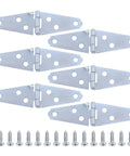 Top Shelf 4 Inch T Strap Hinges 6 Pack Heavy Iron Door Hardware With Pre Drilled Mounts For Barn Shed And Folding Doors showing iron hinges and screws.
