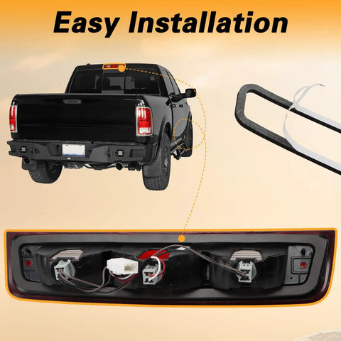 Beefed Up Thickened Third Brake Light Seal Gasket For Dodge Ram 1500 2009 2018 And Ram 2500 3500 2009 2022 3rd High Mount Stop Light Foam Rubber Seal For Tight Fit And Weather Protection, foam gasket shown
