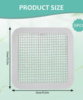 Disposable Hair Drain Stickers, 13x13cm fine mesh cover showing product size for shower and bathtub use.