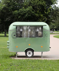 Ready To Rock 10ft Mobile Food Trailer Built On Galvanized Steel Frame With Sleek Mirror Exterior Perfect For Coffee Kiosks Snack Shacks Or Pop Up Catering Got Your Back Every Day, rear view in park.