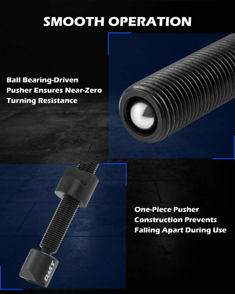 Close-up view of the ball bearing-driven pusher from Dual Wheel Separator Tool Kit For Stuck Dually Wheels 4-Piece Wheel Hub Removal Set With 11 Threads One-Piece Pusher Fits Most Trucks Buses Vans And Trailers.