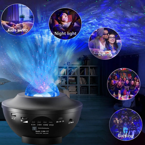 Epic Galaxy Star Projector Ocean Wave Nebula LED Night Light With Remote And Bluetooth Speaker 21 modes projecting night scenes