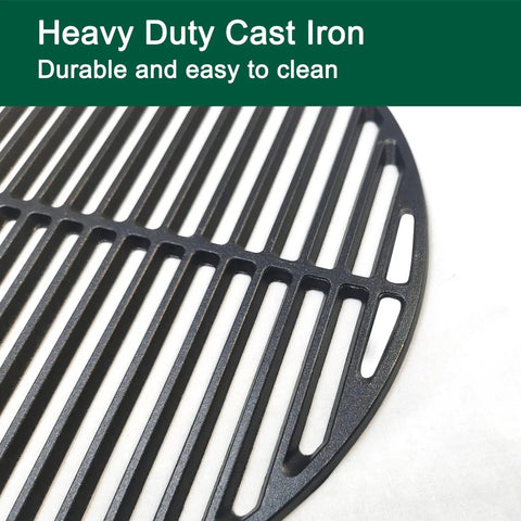 Heavy duty 13 inch cast iron cooking grid for S and MiniMax Big Green Egg, designed for effective grilling.