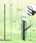 63 Inch Bow Rake Heavy Duty Garden Rake With Stainless Steel Handle dimensions shown.