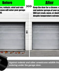 Comparison of garage doors with and without Weatherproof Garage Door Bottom Seal With T Ends For UBottom Doors installed, stopping drafts.