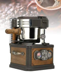 Automatic Home Brew Coffee Bean Roaster 700W 150g Capacity With 3 Roasting Modes And 8 Levels Barista Ready Built In Smoke Remover Bean Shell Separation System Easy To Use For Fresh Roasted Coffee At Home, wooden and stainless steel finish, front view.