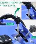 22 HP Mini Skid Steer Loader throttle control lever, dual cooling system, precision speed adjustment for construction projects.