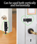 Premium 2 Inch Pure Copper Door Bolt Antique Bronze Barrel Slide Lock With Rust Proof Solid Rod And Foolproof Heavy Duty Slam Shut Security For Bathroom Gate Shed Doors shown used vertically and horizontally on doors.
