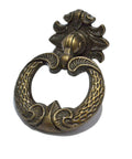 4 Pcs Bronze Drawer Ring Pulls With Screws, Vintage Victorian Floral Pattern Antique Single Hole Handles, close-up of one pull