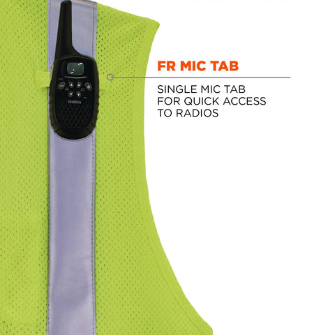 Worksite Ready Flame Resistant Safety Vest For Adults Type R Class 2 High Visibility Lime Mesh With FR Mic Tab